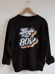 80s Cartoon Print Sweatshirt Long Sleeve Crew Neck Casual Sweatshirt