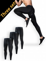 Men's Solid Pocket Leggings Active Compression Pants