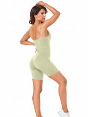 Solid Workout Cami Jumpsuit Sports Bodysuit Women's Activewear
