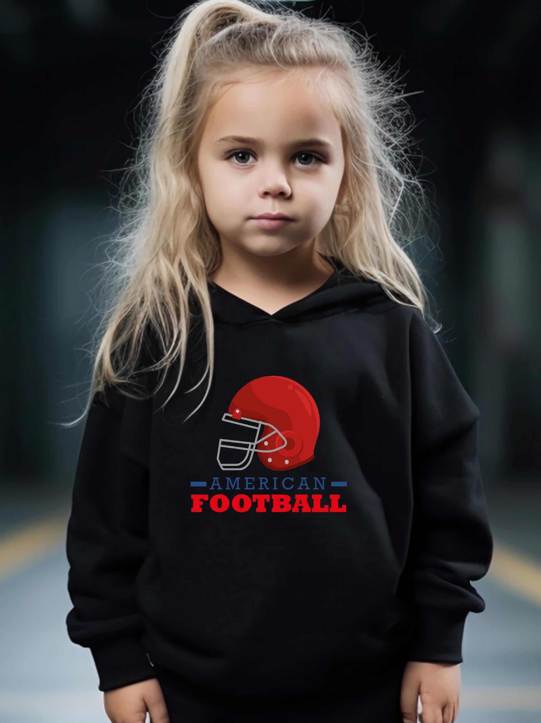 2pcs Helmet Print Girls Hoodies Jogger Pants Set For Sports