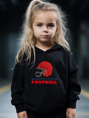 2pcs Helmet Print Girls Hoodies Jogger Pants Set For Sports