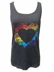 Rainbow Heart Print Tank Top Sleeveless Casual Summer Women's Clothing