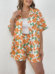 Floral Print Blouse & Shorts Set