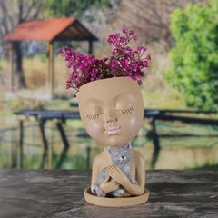 Cat Girl Resin Vase for Home Decor