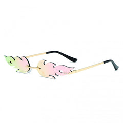 Y2K Flame Sunglasses Tinted Rimless Metal Glasses UV400
