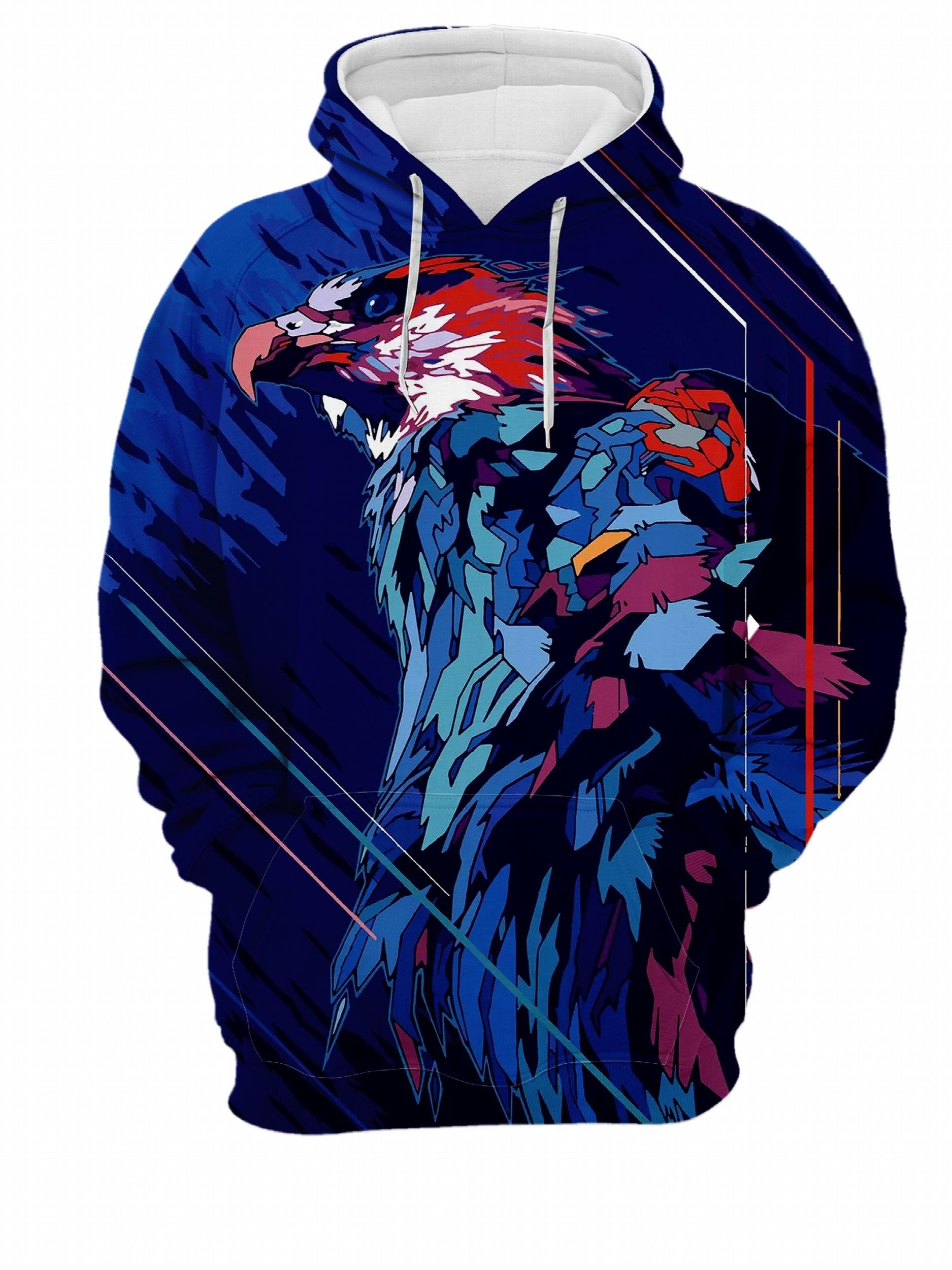 Eagle Print Hoodie Men's Graphic Sweatshirt
