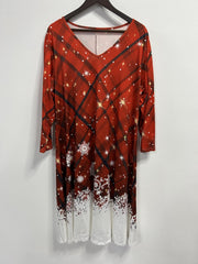 Colorblock Plaid Print V Neck Dress