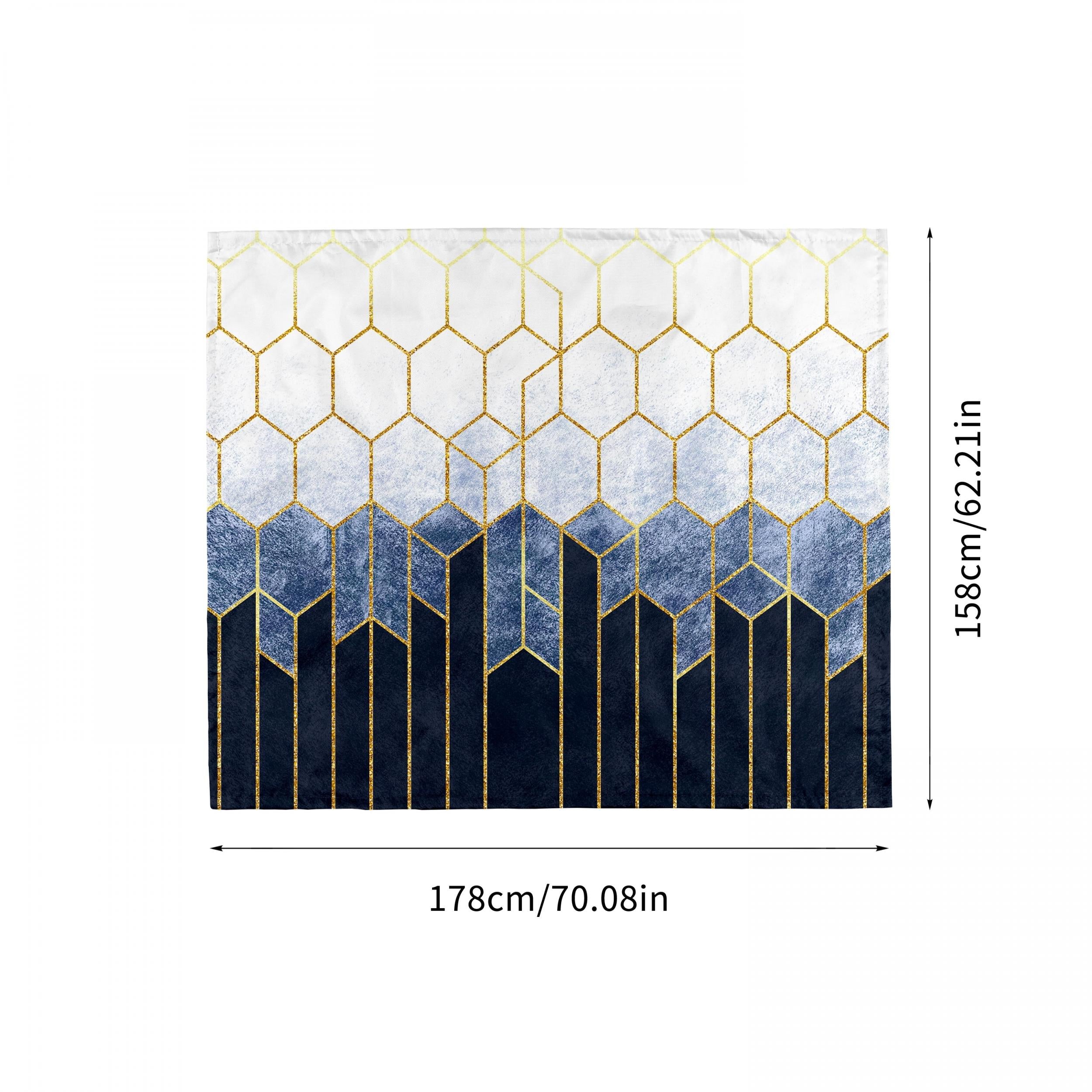 Golden Geometric Plaid Outdoor Picnic Mat Lightweight Waterproof