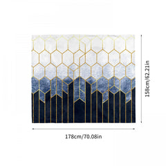 Golden Geometric Plaid Outdoor Picnic Mat Lightweight Waterproof