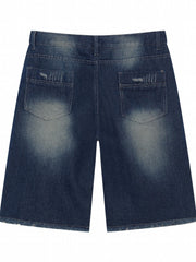 Men's Ripped Denim Shorts Casual Street Style Distressed Denim Shorts
