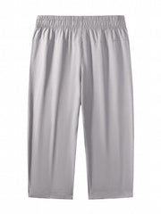 Men's Cropped Pants w/ Zipper Pocket & Elastic Waist Drawstring