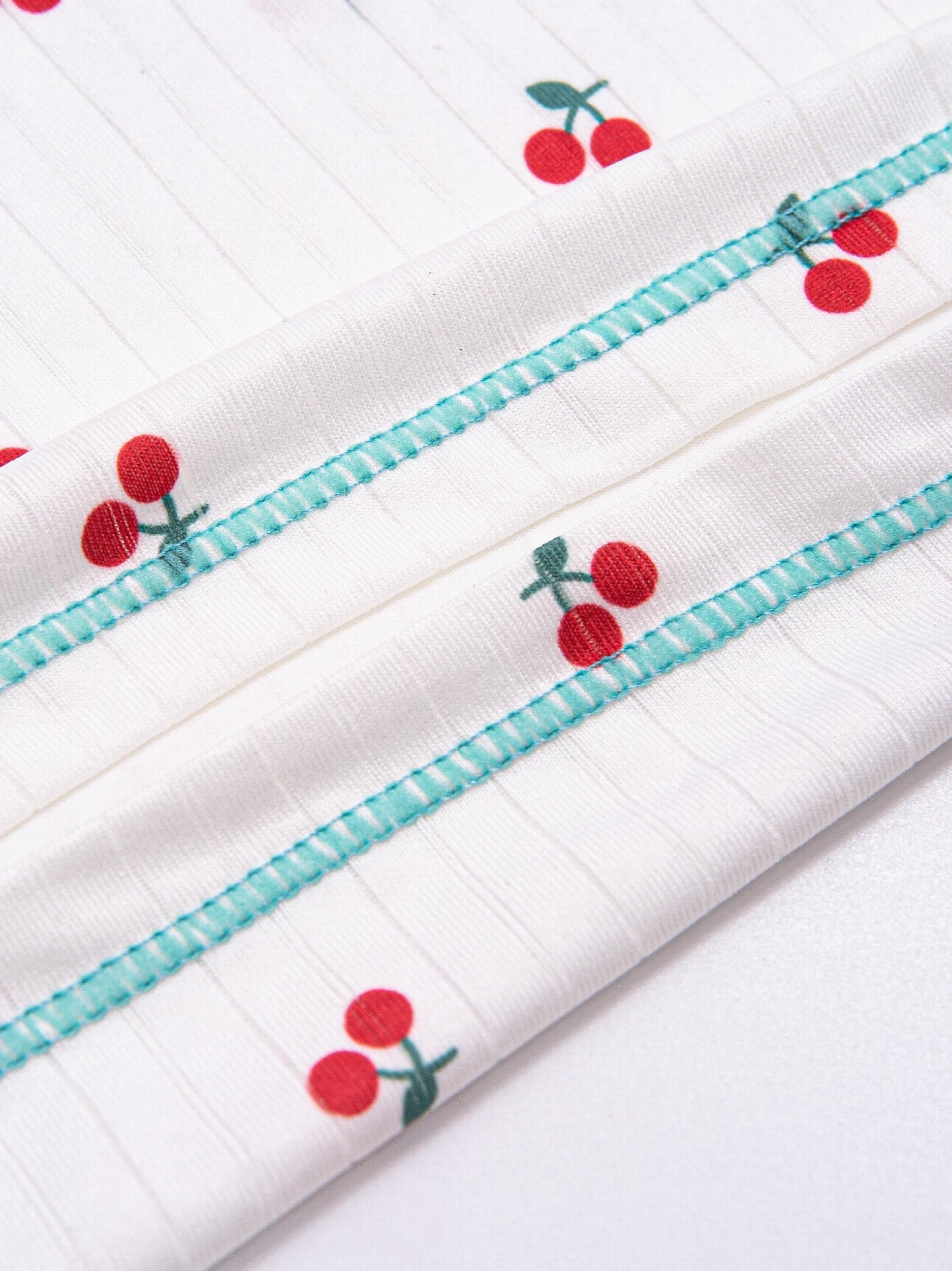 Girls 2pcs Cherry Print Pajamas Set Comfortable Casual Kids Clothes