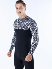Men's Geometric Neoprene Wetsuit Warm Anti Jellyfish One Piece Back Zipper