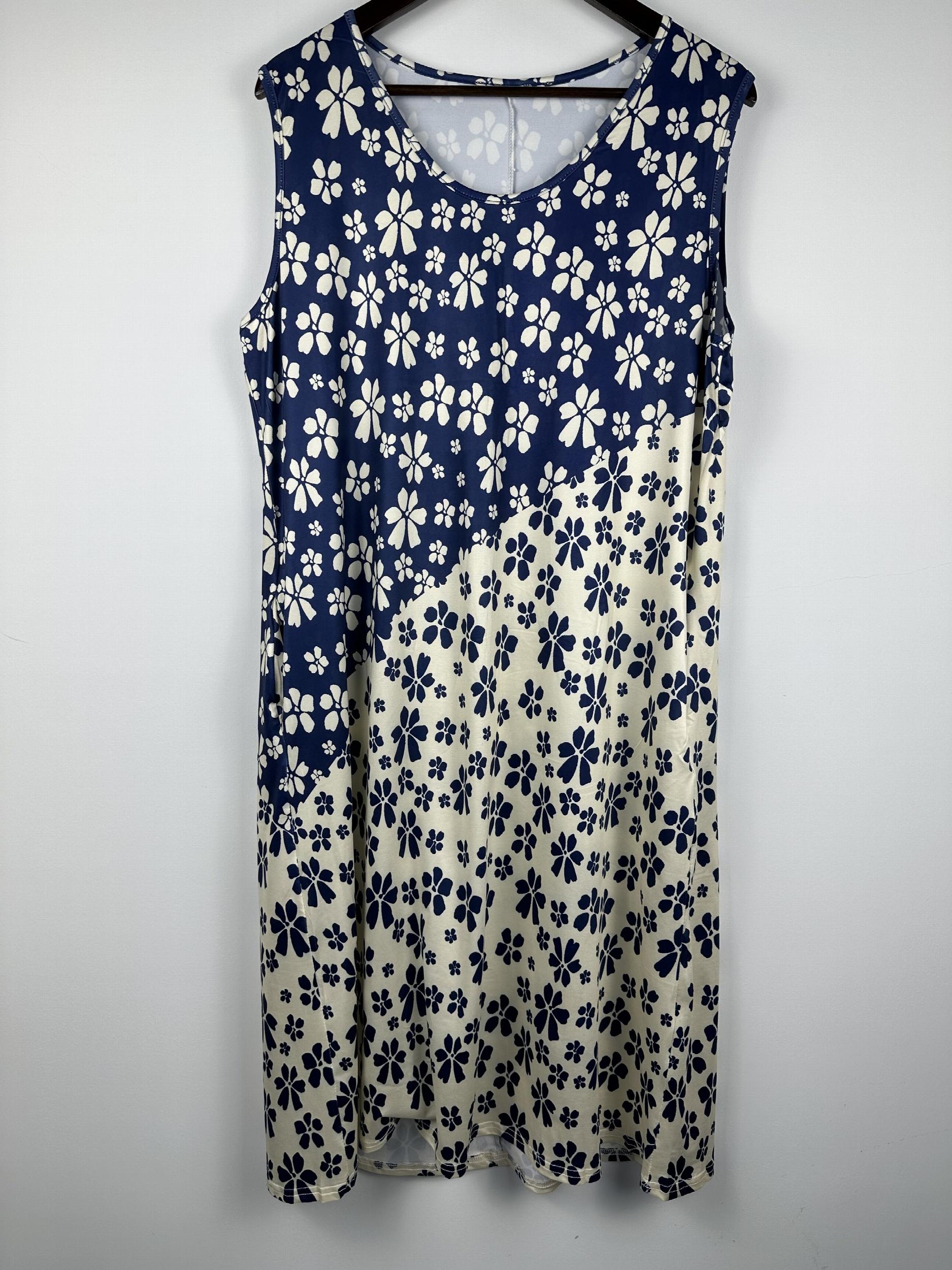 Colorblock Floral Tank Dress with Pockets