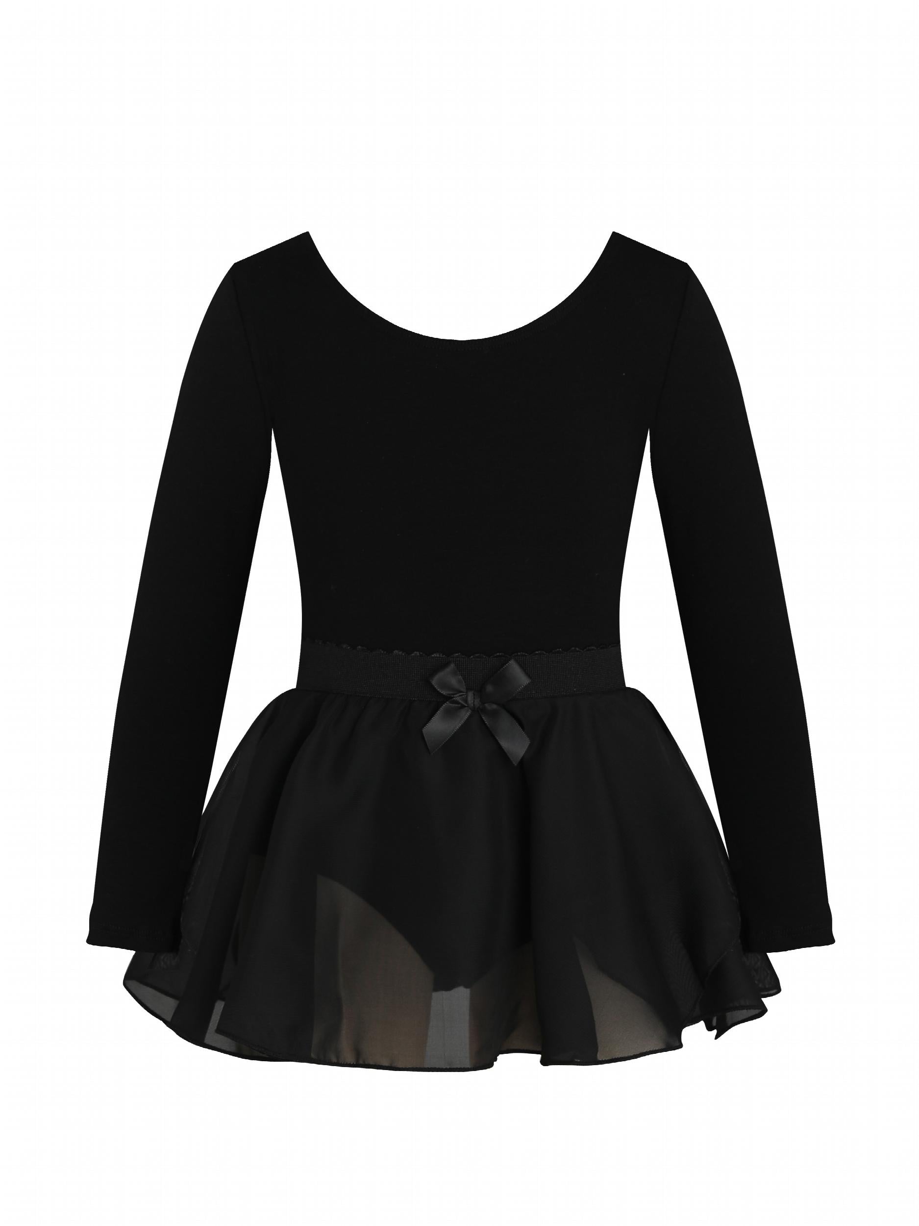 Girls Chiffon Skinny Ballet Dress Long Sleeve Dance Costume