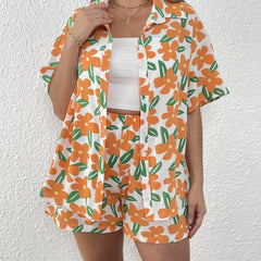 Floral Print Blouse & Shorts Set