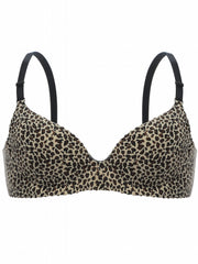 Leopard Print Push Up Bra High Support T shirt Bra Women's Lingerie