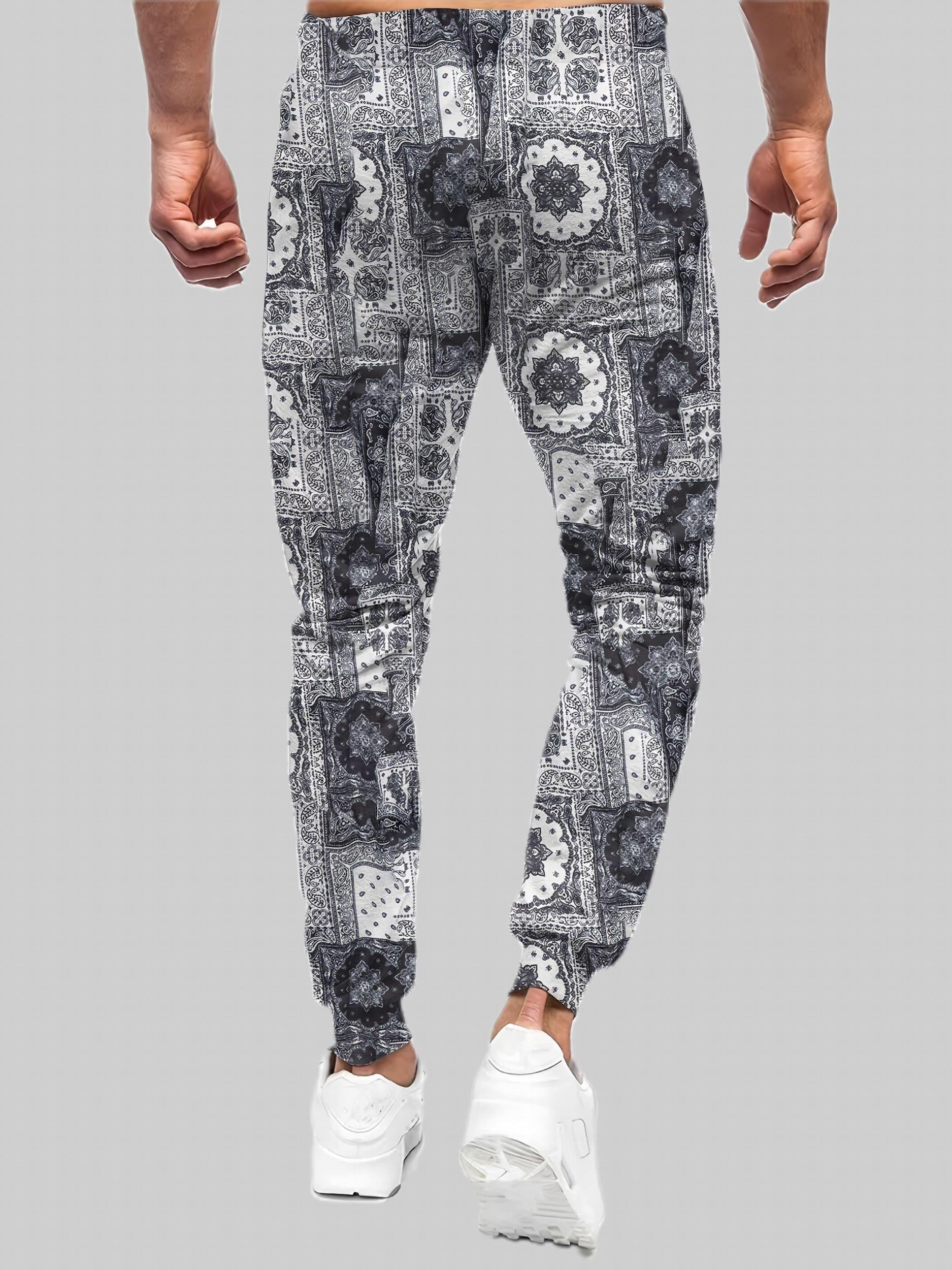 Paisley Pattern Drawstring Sweatpants Loose Fit Pants Men's Casual Joggers