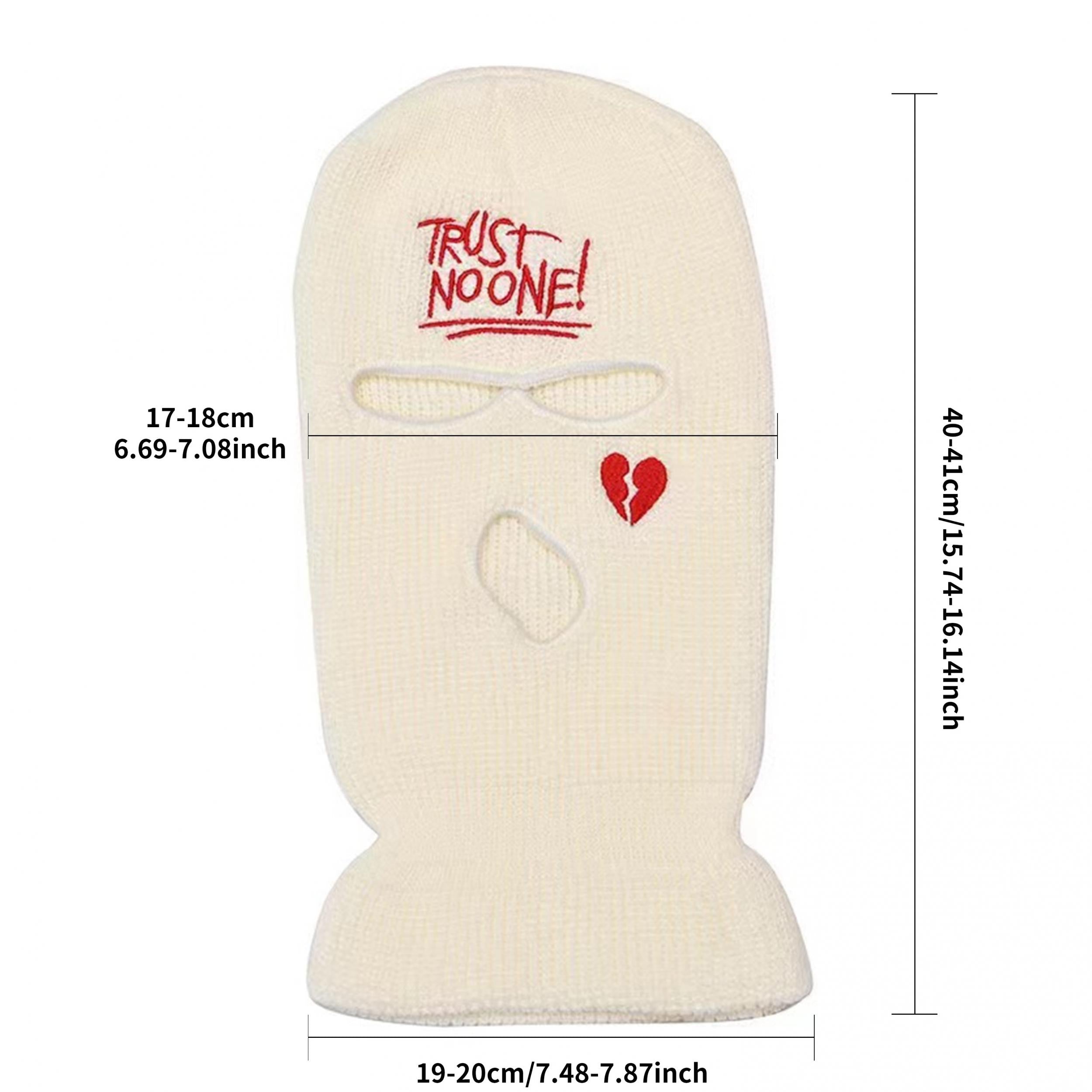 Heart Broken Embroidery Balaclava Hip Hop Knit Mask
