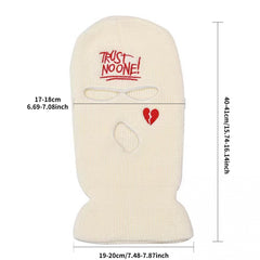 Heart Broken Embroidery Balaclava Hip Hop Knit Mask