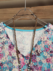 Floral Print V Neck Tank Top Sleeveless Summer Casual