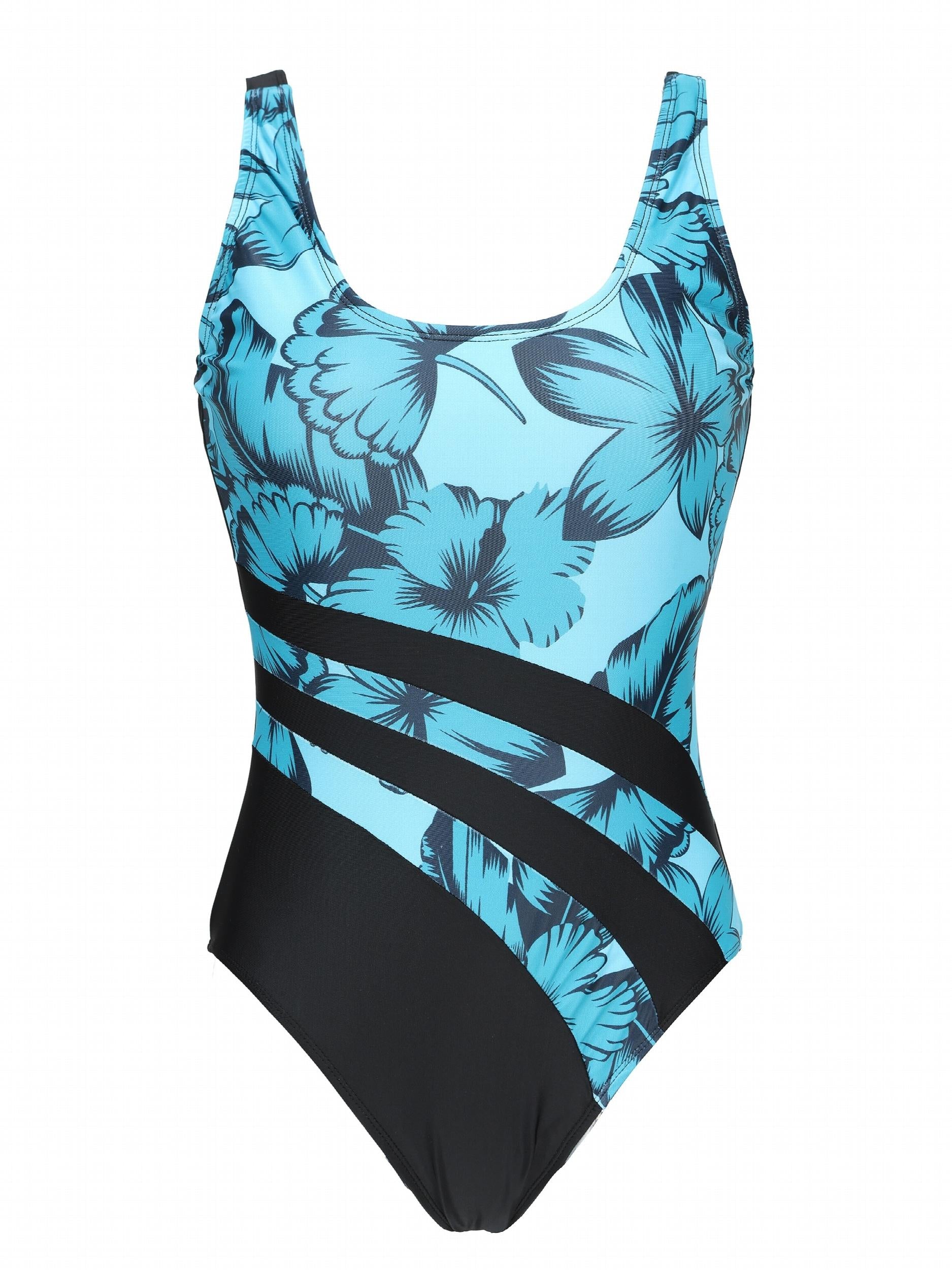 Floral Print Ring One Piece Swimsuit with Ruffle Tie Sarong Cover Up