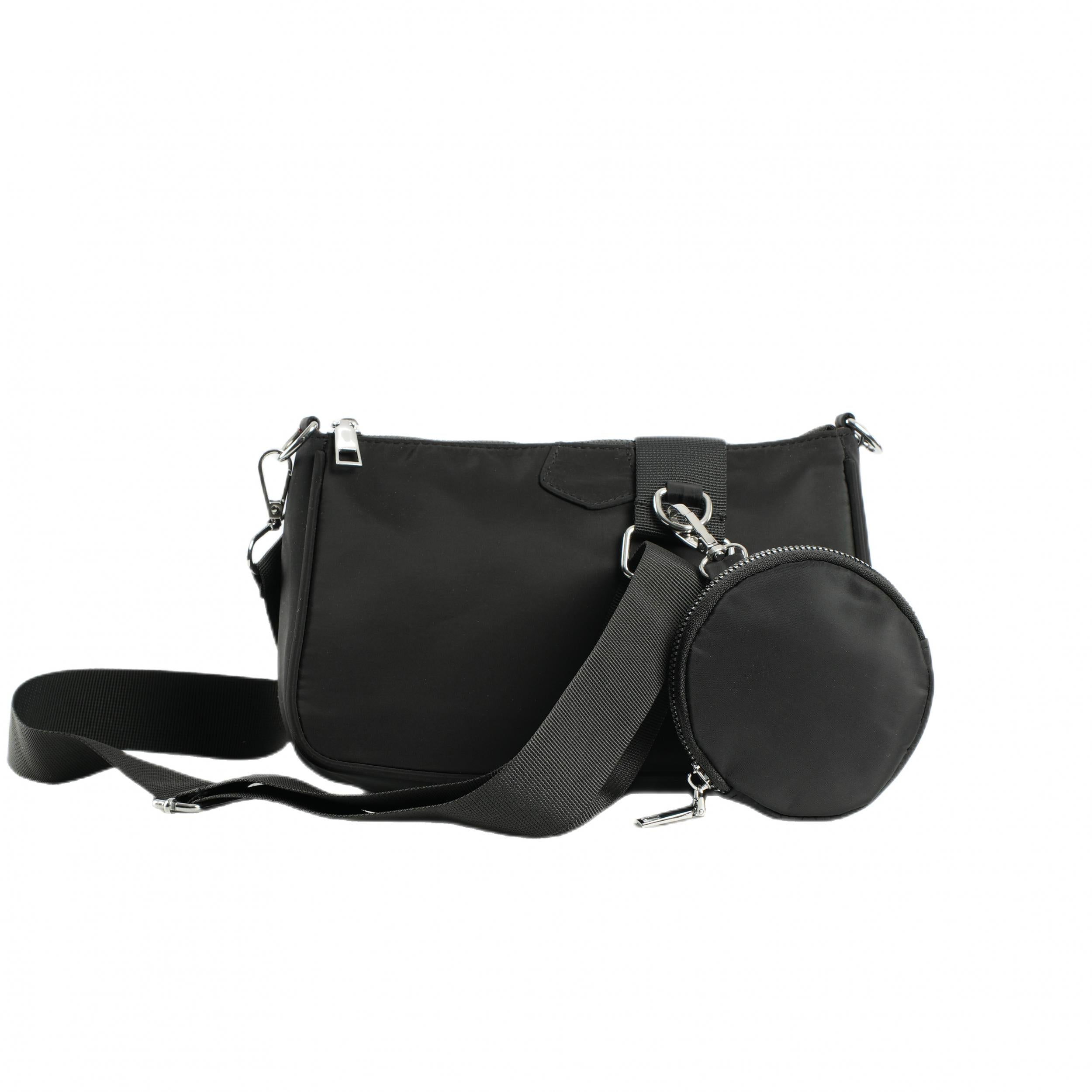 2Pcs Square Nylon Bag Set - Small Shoulder Bag with Coin Purse