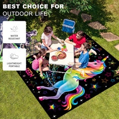 Cartoon Animal Print Picnic Mat Lightweight Waterproof Sandproof