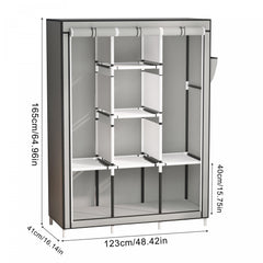 1pc Carbon Steel Wardrobe Household Bedroom Cloth Wardrobe Modern Storage Rack