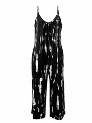 Tie Dye Wide Leg Cami Jumpsuit Casual Sleeveless Pockets Jumpsuit