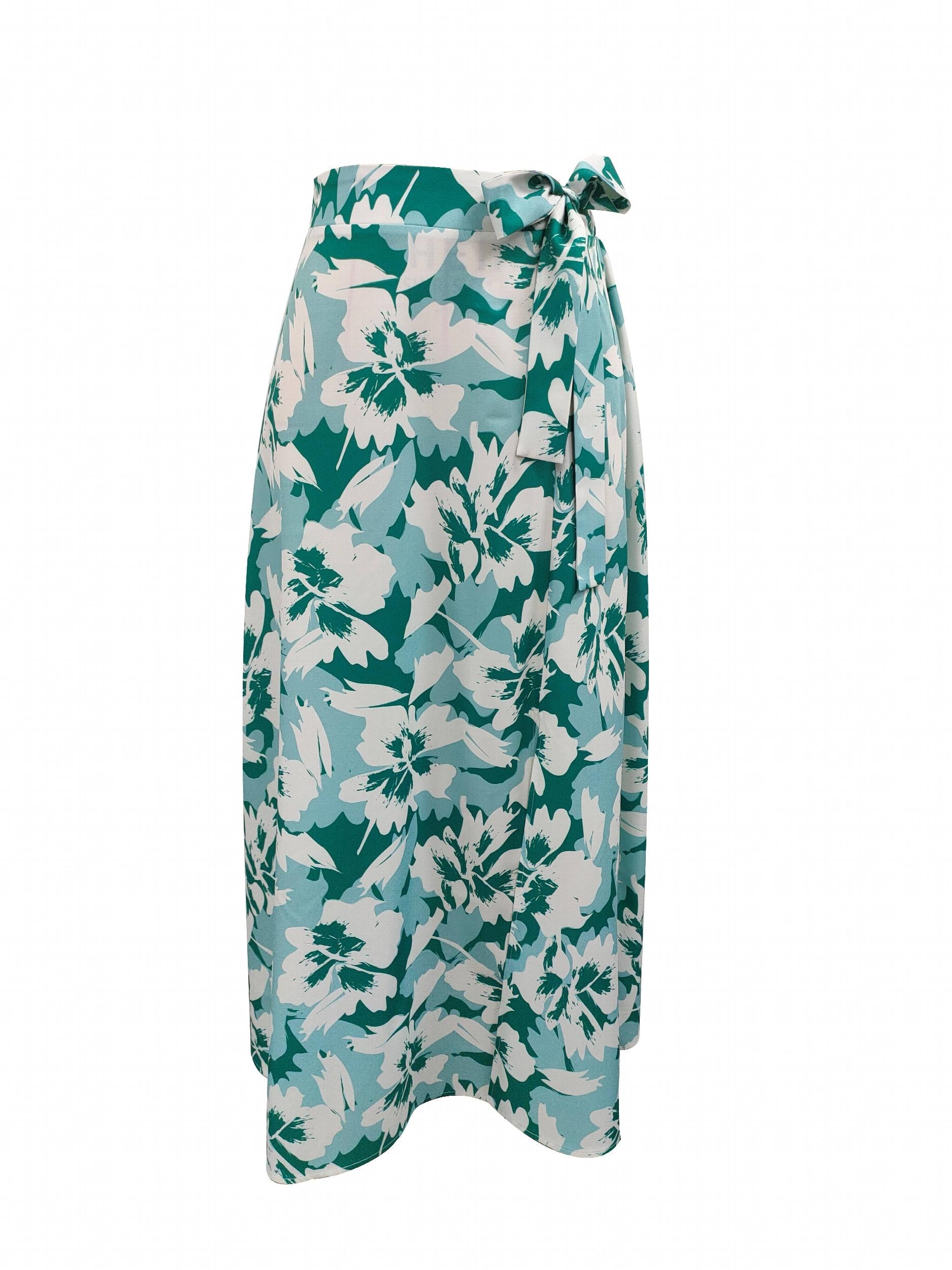 Floral Print Bow Split Skirt Boho Maxi Skirt