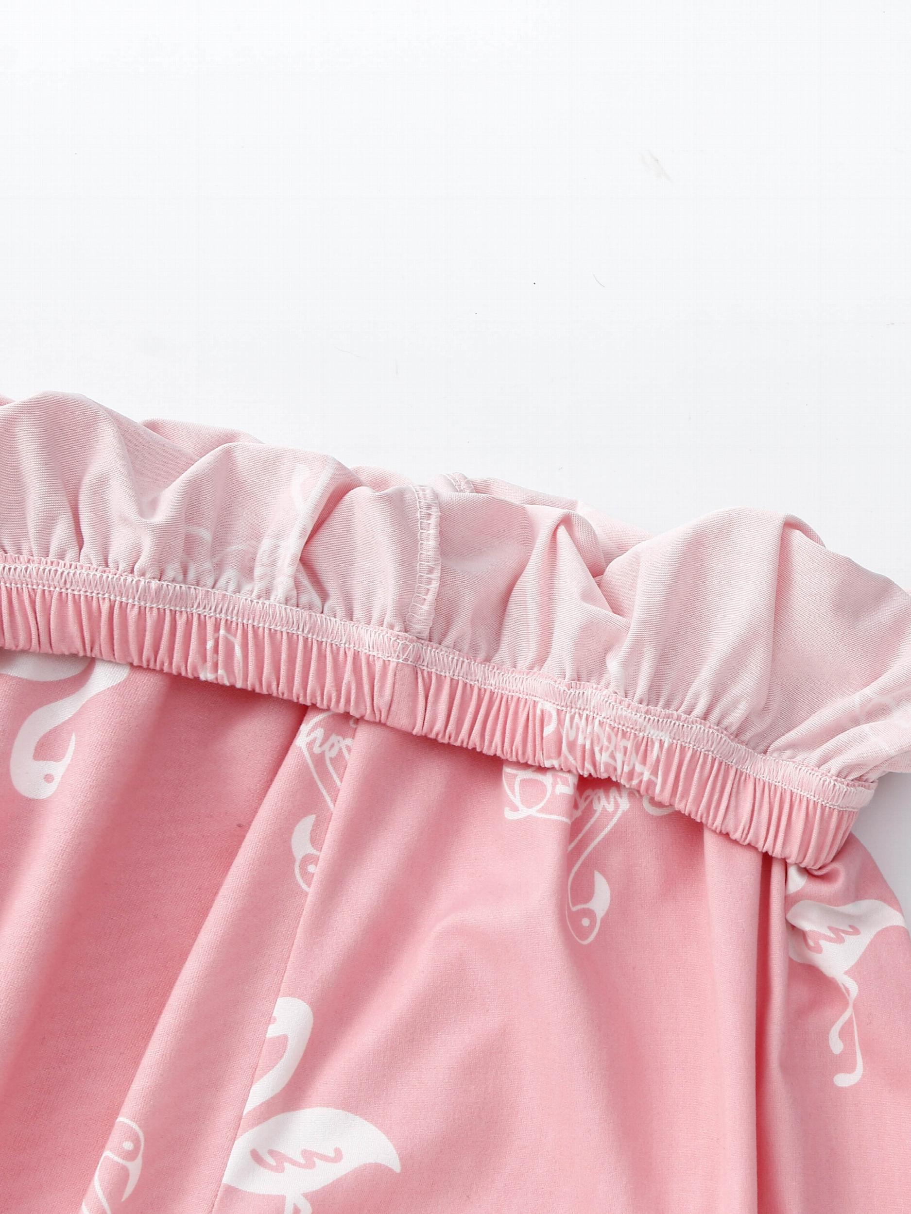 Flamingo Print Elastic Waist Loungewear Shorts