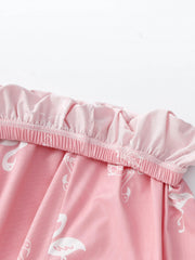 Flamingo Print Elastic Waist Loungewear Shorts