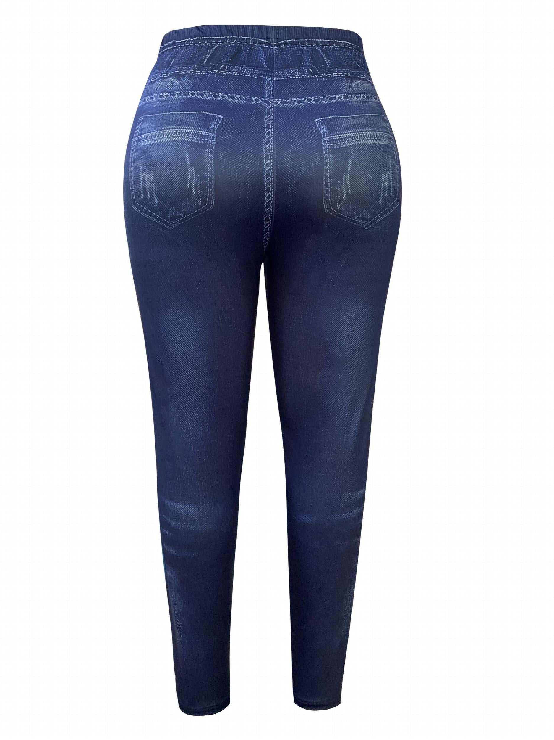 Denim Print High Rise Skinny Leggings
