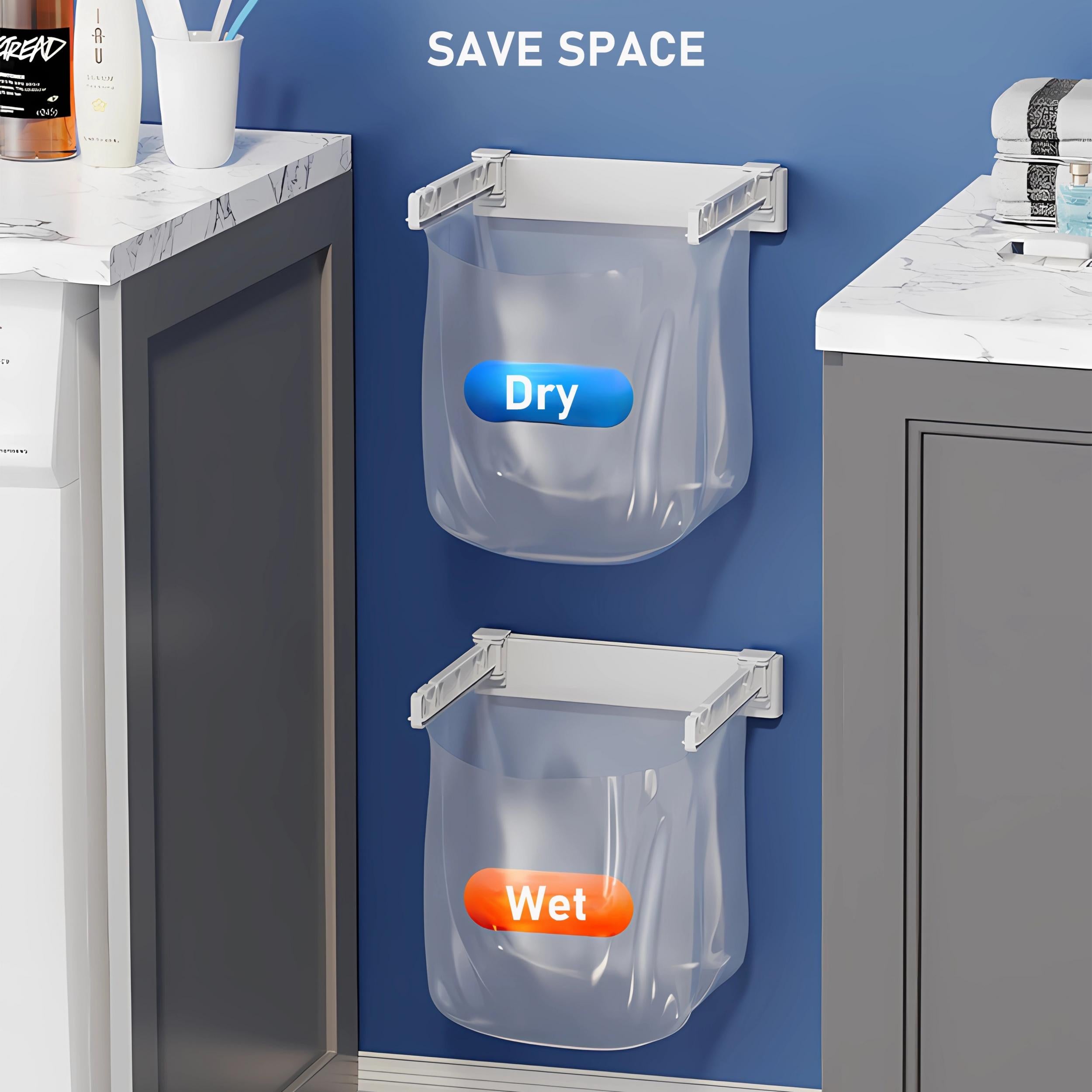 Foldable Garbage Bags Holder Wall Mounted Kitchen Bathroom Waste Bag