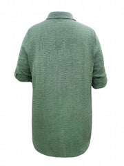 Solid Crinkle Polo Neck Top