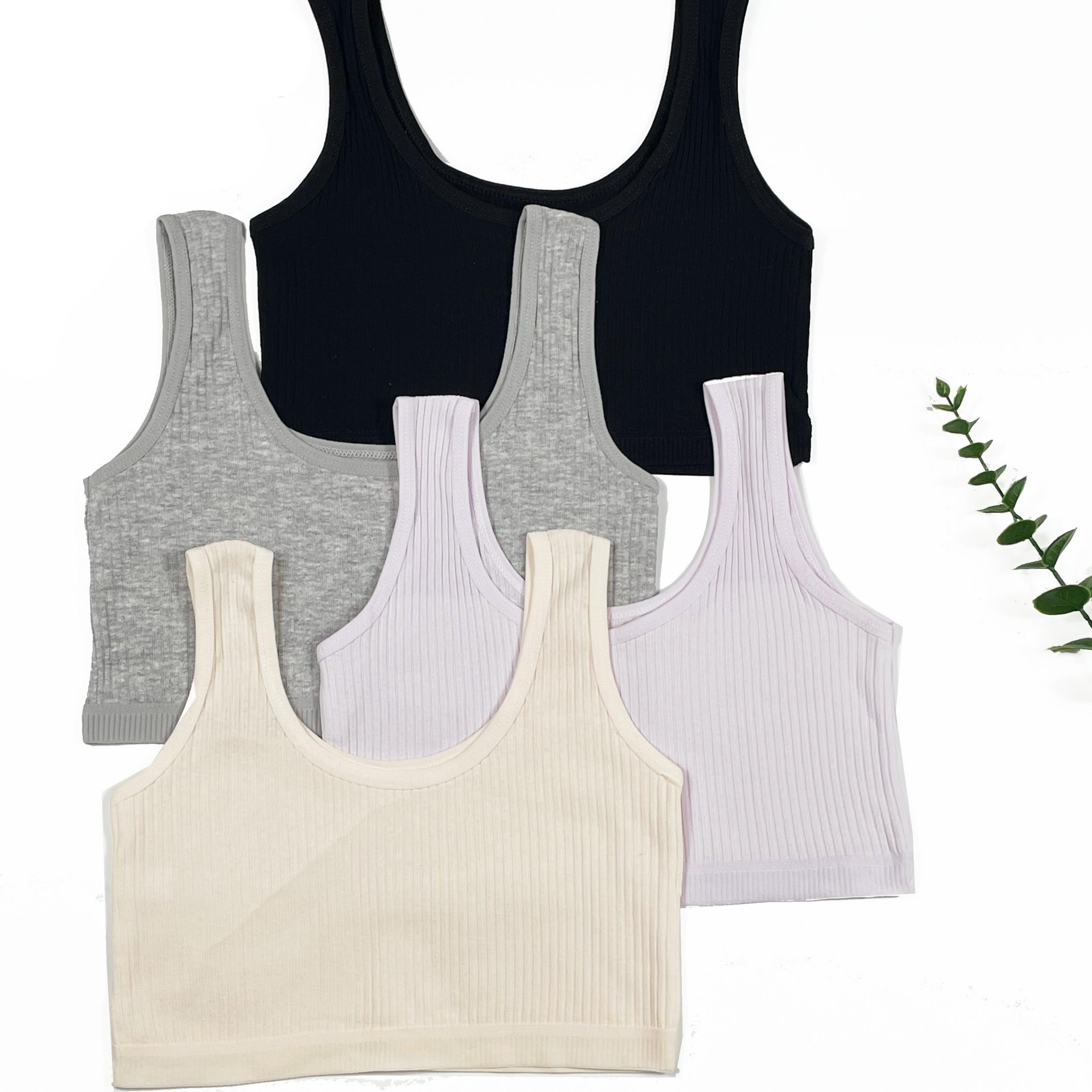 4pcs Girls No Steel Ring Bras Knit Cami Bra Set