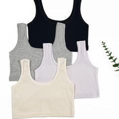 4pcs Girls No Steel Ring Bras Knit Cami Bra Set