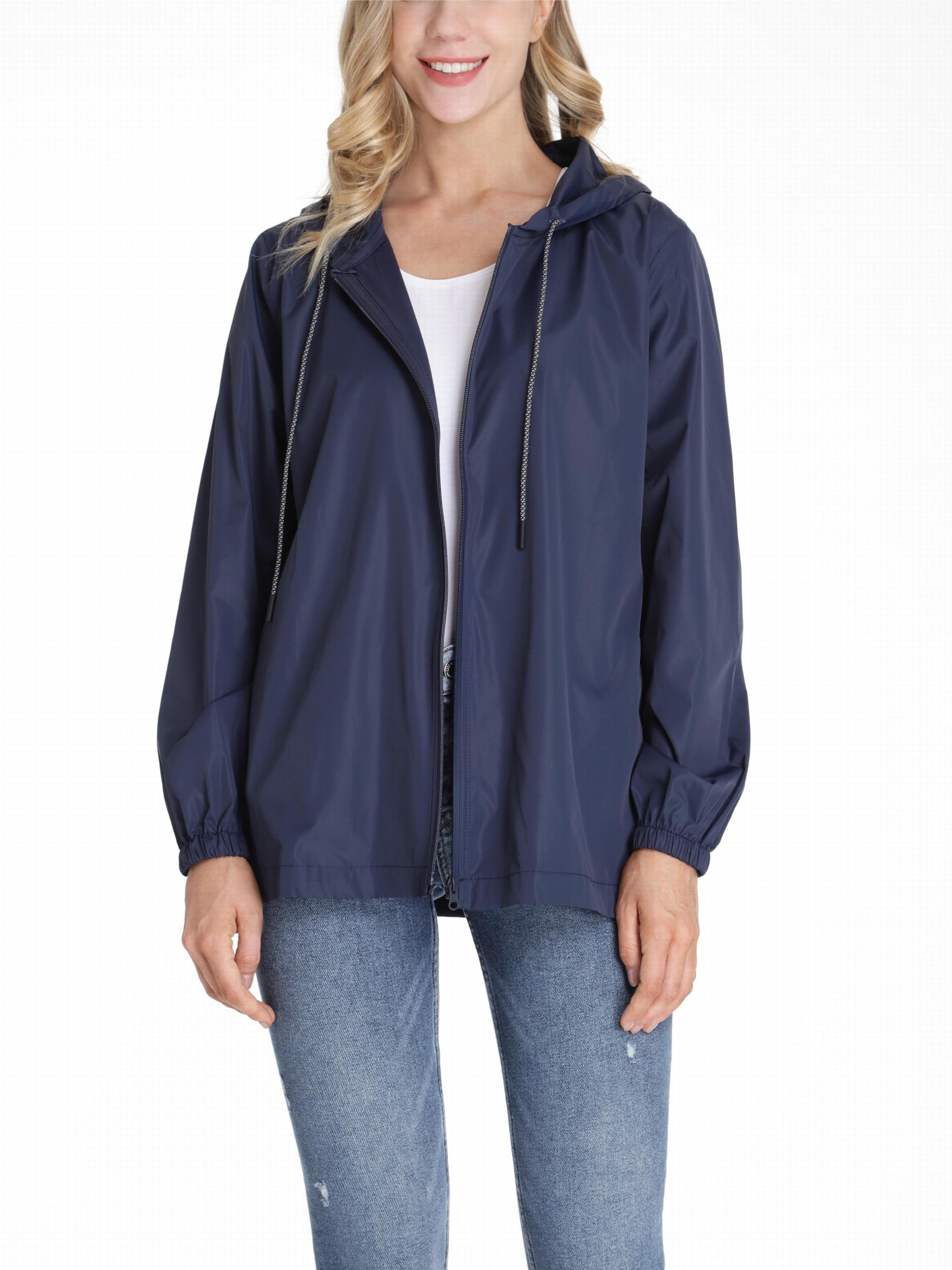 Women's Waterproof Hooded Raincoat Lightweight Packable Rain Jacket