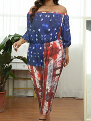 Flag Print Off Shoulder Jumpsuit