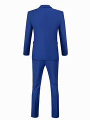 Men's 3-Piece Two-Button Jacket & Vest & Pants Suit Set