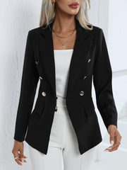 Basic Blazer Women's Plus Solid Double Button Long Sleeve