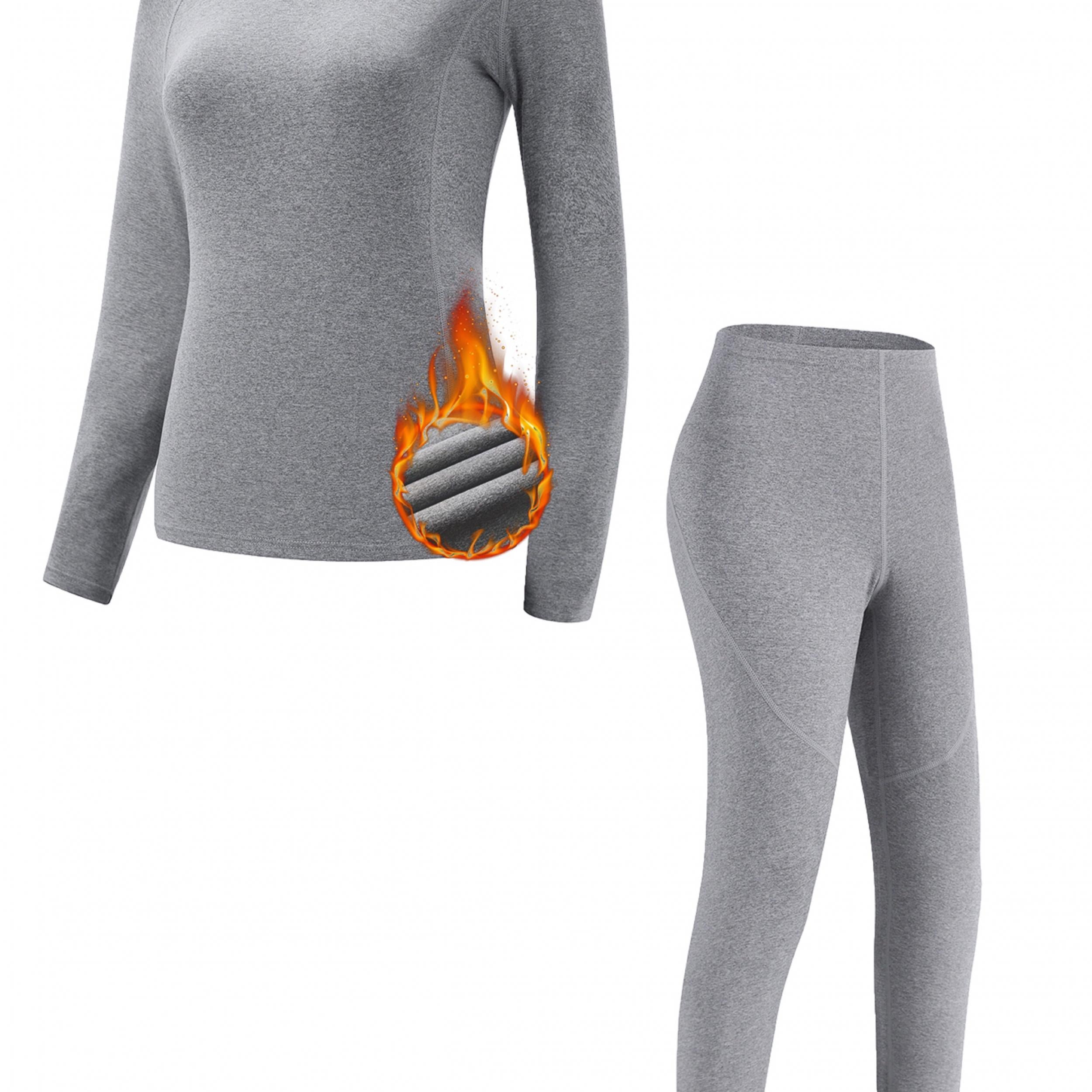 2pcs Thermal Suits: Long Sleeve Top & Base Layer Leggings for Winter Skiing