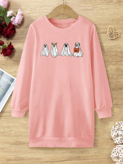 Ghost Halloween Sweatshirt Dress for Girls