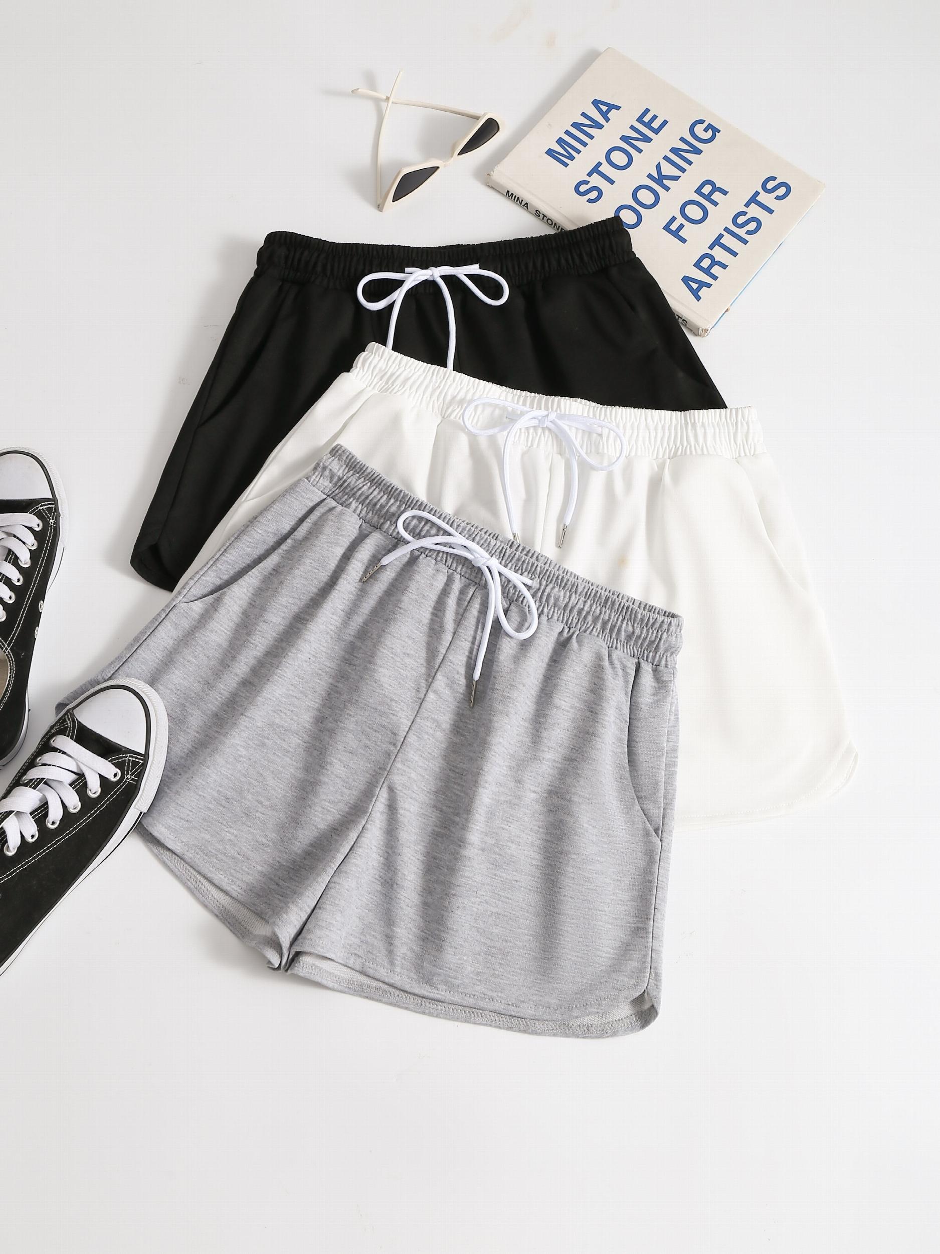 Sporty Elastic High Waist Shorts Women's Clothing