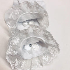 Girls Lace Brim Socks w/ Rhinestone Bow, Soft Elastic Princess Crew Socks