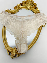Floral Lace Thongs Sexy Semi sheer Scallop Trim Panties