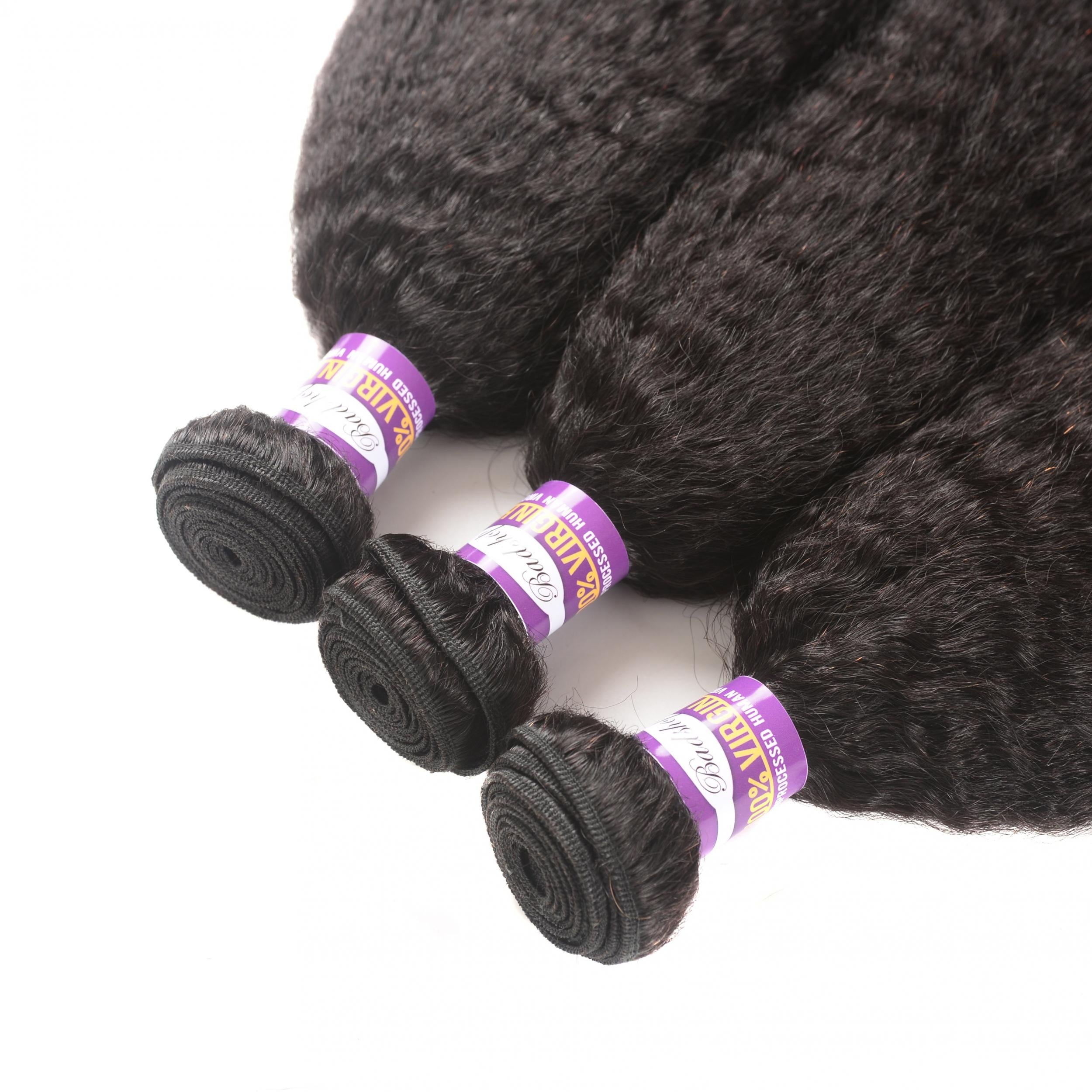 3pcs 10-30in Brazilian Human Hair Weave Wigs 10A Kinky Straight Bundles