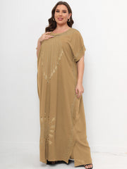 Abaya Dress Women's Plus Tribal Print Bat Sleeve Round Neck