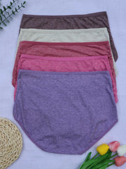 5 Pack Plus Size Panties Set Women's Solid Butt Lifting Briefs 5pcs